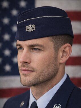 Vintage U.S. Air Force Garrison Cap Flight Hat w/ Eagle Insignia Dress Cap